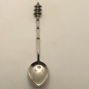 Vtg Sterling Silver Japanese Pagoda Souvenir Spoon Mini Spoon 3.6”